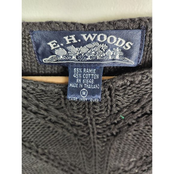 Vtg. E.H. Woods Women's Sz. M Black Knit Short Sleeve Sweater NWT - Picture 2 of 6